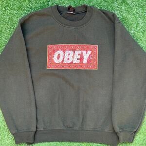 OBEY Dark Olive Green Heavyweight Sweatshirt Since 1989